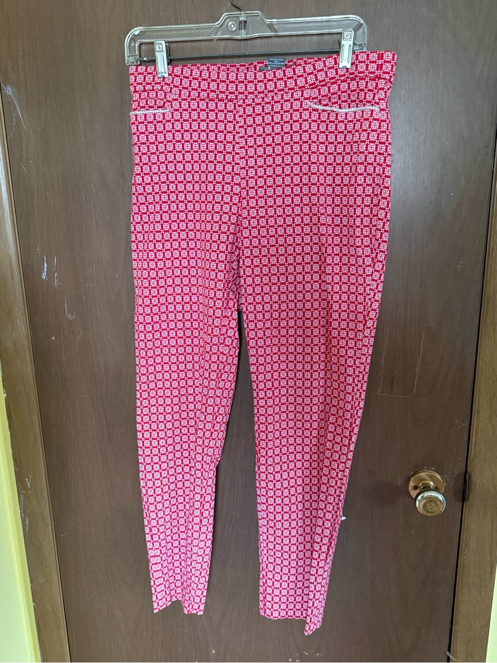 Red Geometric Print Skinny Pants